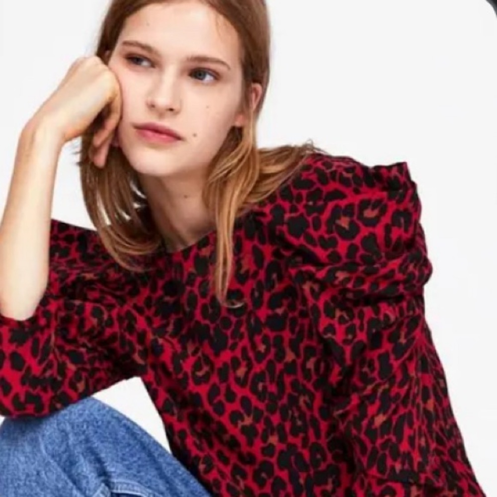 Zara Leopard Print Blouse | Pleated Shoulder Detail | Elegant Design